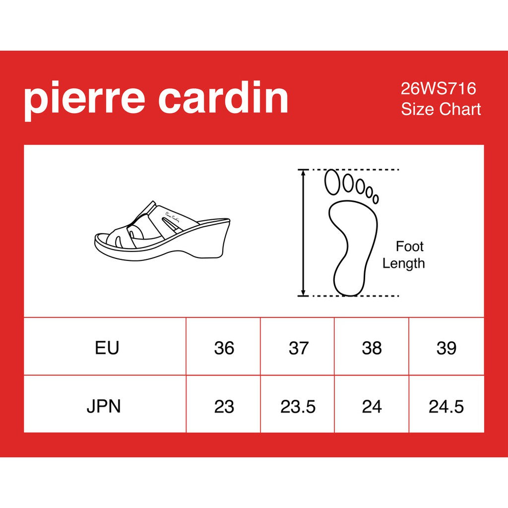 [Size 36 - 39] Pierre Cardin รองเท้าผู้หญิง รองเท้าส้นตึก นุ่มสบาย ผลิตจากหนังแท้ สีน้ำตาลอ่อน รุ่น 26WS716