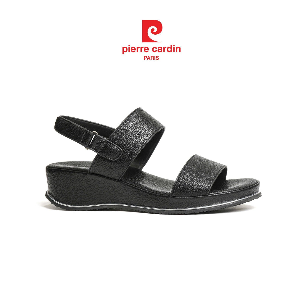 ស្បែកជើងកែងចោតនារី Pierre Cardin หนัง PU គុណភាពខ្ពស់ រចនាបថខ្សែកាត់ និងខ្សែកាត់ស្បែកស 6 ซม. ម៉ូដែល 270