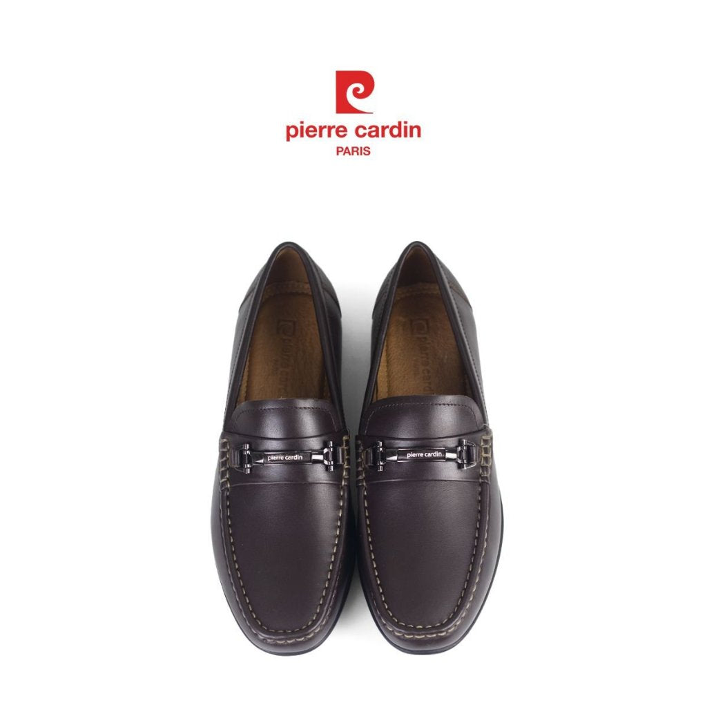 [ใหม่] รองเท้าหนังสลิปออนผู้ชาย Pierre Cardin หนังวัวแท้ ตกแต่งตัวล็อกโลหะหรูหรา พื้นยางกันลื่น รุ่น 527