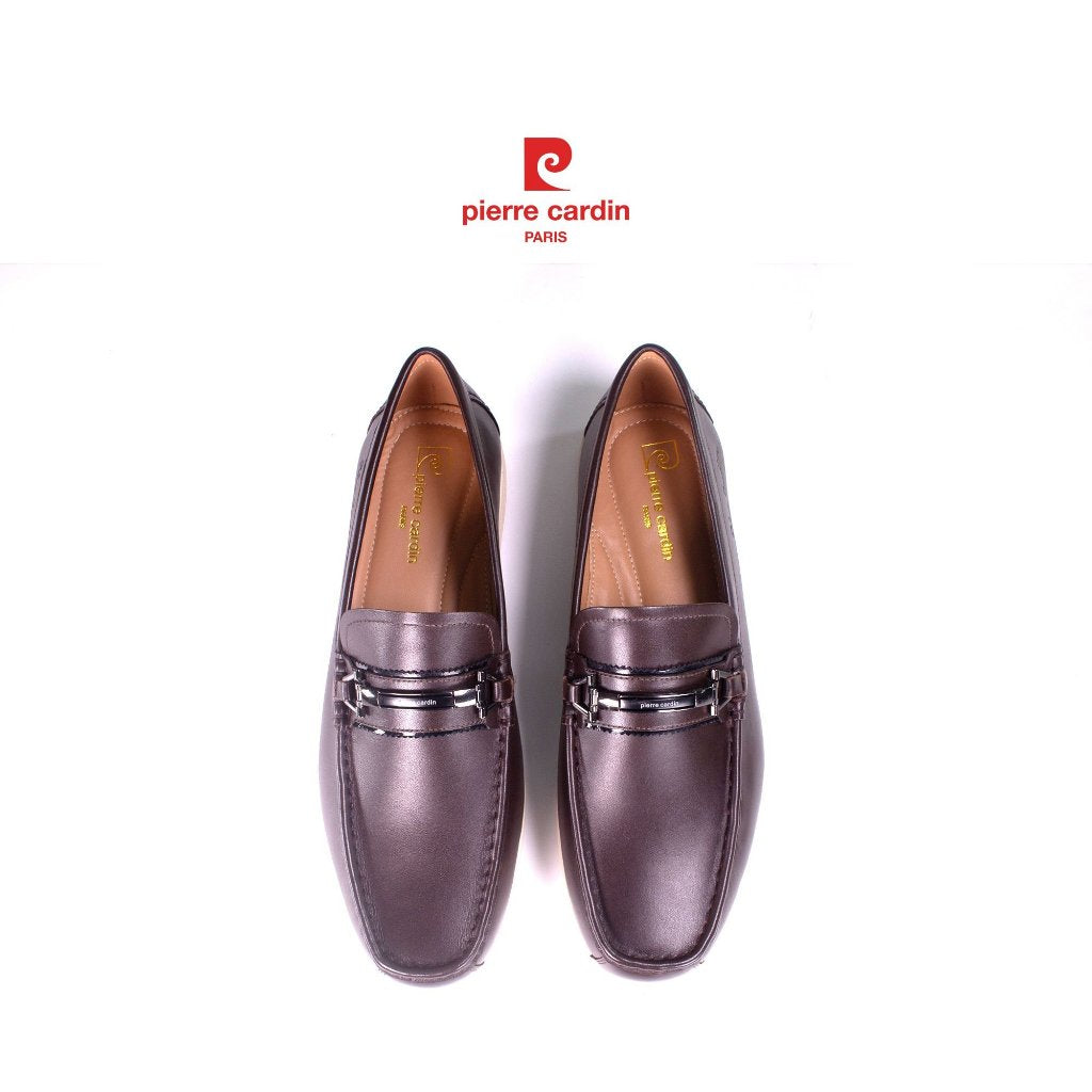 รองเท้าหนังสลิปออนผู้ชาย Pierre Cardin หนังวัวเกรดพรีเมียม ดีไซน์โลโก้โลหะกันสนิม พื้นยางกันลื่น รุ่น 522